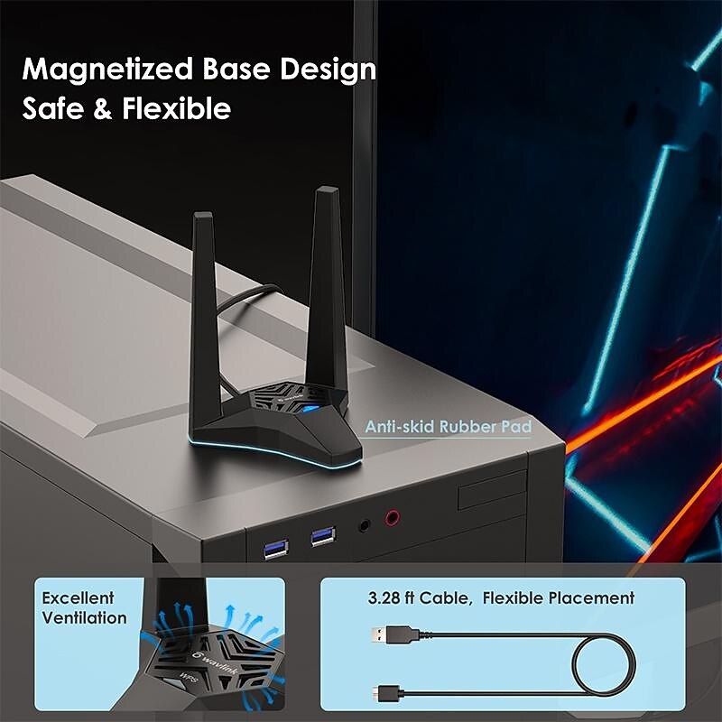 AC1300 USB3.0 Desktop Laptop WiFi Adapter,Dual Band Usb Network Card for PC,High Speed USB Wifi Dongle with Magnetic Dock,usb Wifi Signal Booster 2025 - $52.99 –P9