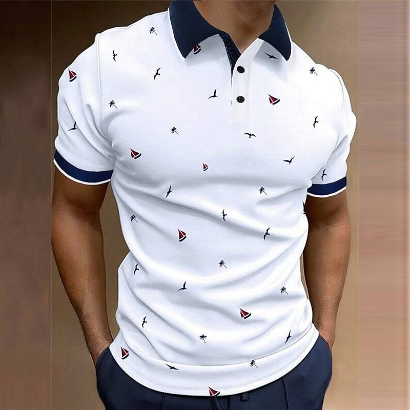 Men's Polo Shirts Golf Shirt Short Sleeve Polo Shirts Collared Shirts Business Casual WorkWear Formal Wear Festival Wear Buttons 3D Print White Pink Blue 2025 - $22.99 –P2