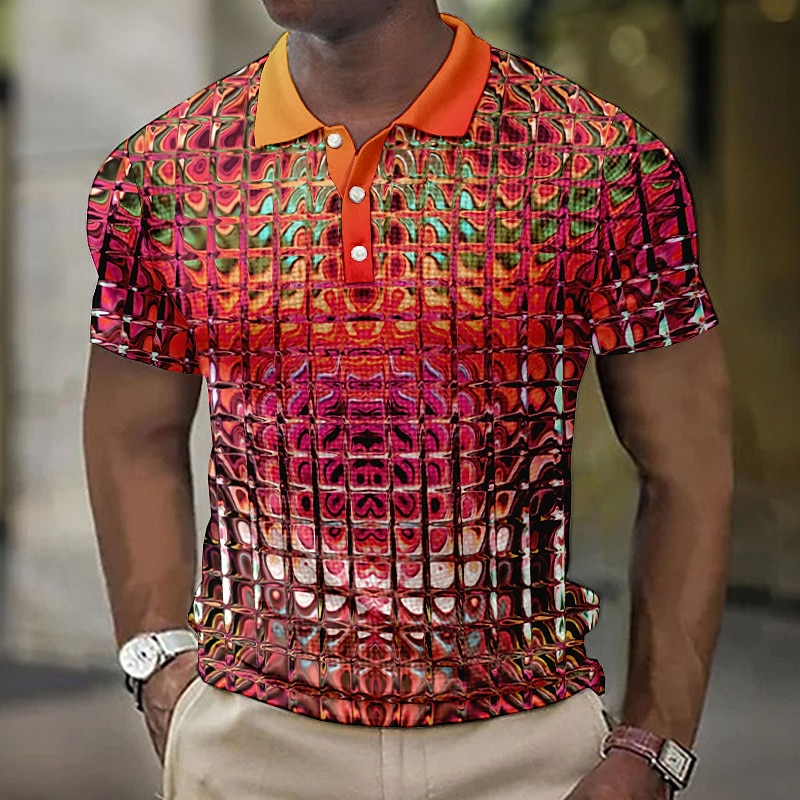 Herren Grafik Waffel-Poloshirts Golfshirt Kurzarm Polo-Shirts Hemden mit Kragen Lässig Urlaubskleidung Rave-Kleidung Party-Outfits Knöpfe 3D-Druck Blau-Grün Gelb Rote 2025 - $22.99 –P5