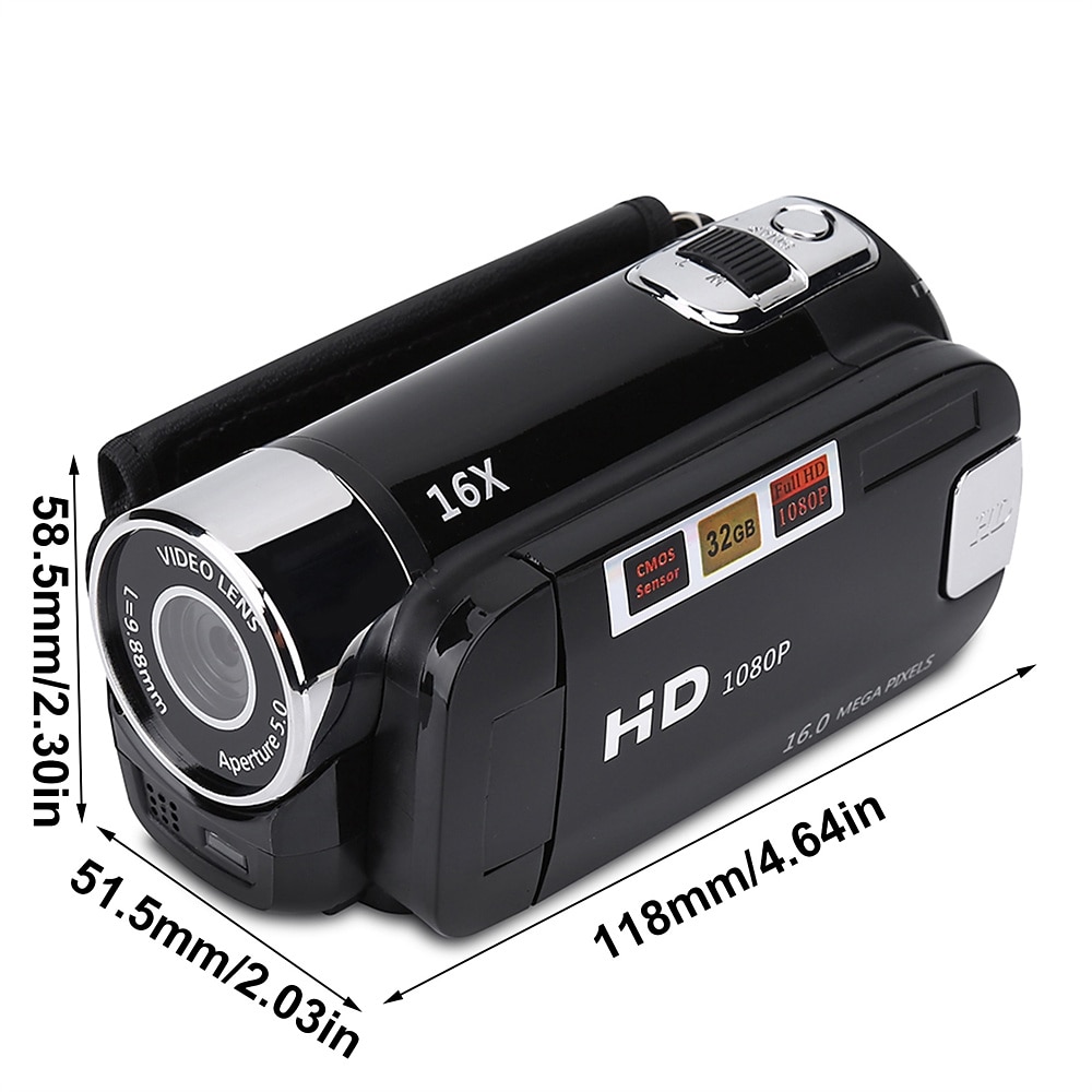 Portable Full HD 1080P Vlogging Camera Recorder, 2.7" LCD, 270° Rotation, 16MP, 16X Digital Zoom, Selfie Camcorder 2025 - $66.99 –P3
