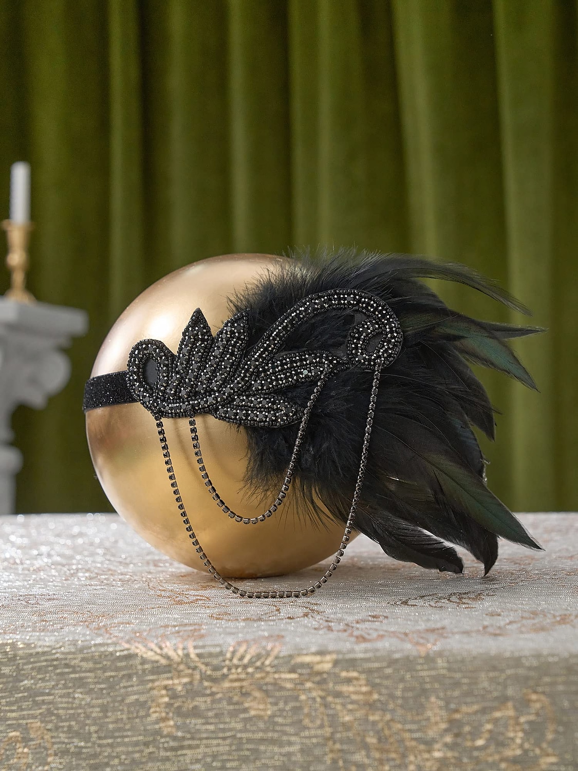 Retro / vintage Glada 20-talet 1920-talet Flapperpannband i tjugotalsstil Tillbehörssats Den store Gatsby Tofs Fjäder Dam Karnival Maskerad Fest / afton Möhippa Vuxna Handskar Huvudbonad Örhänge 2025 - $18.49 –P7