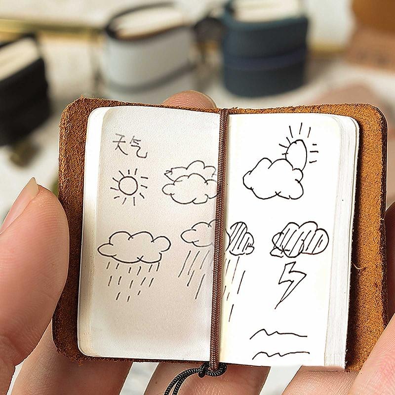 Leder Notizbuch Rein A7 2.9×4.1 Zoll Retro Leder Weiche Abdeckung Tragbar 64 Seiten Notizbuch für Der Reisende Schüler 2025 - $7.99 –P2