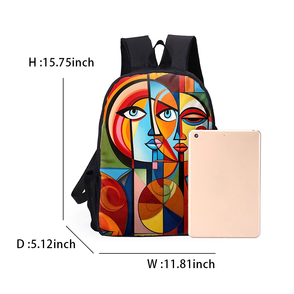 Sac à dos abstrait avec portrait féminin pour adolescentes – Sac d'école coloré avec imprimé artistique et grande capacité pour les filles élégantes de 2025 ? $26.99 –P9