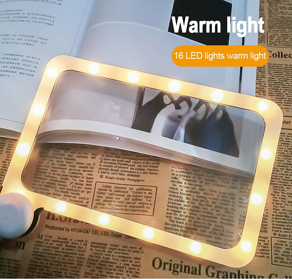 Full-Page 5X Magnifying Glass for Reading, Folding Lighted Magnifier with 48 LED Lights, Handheld Rectangular Lens for Seniors 2025 - $23.99 –P16