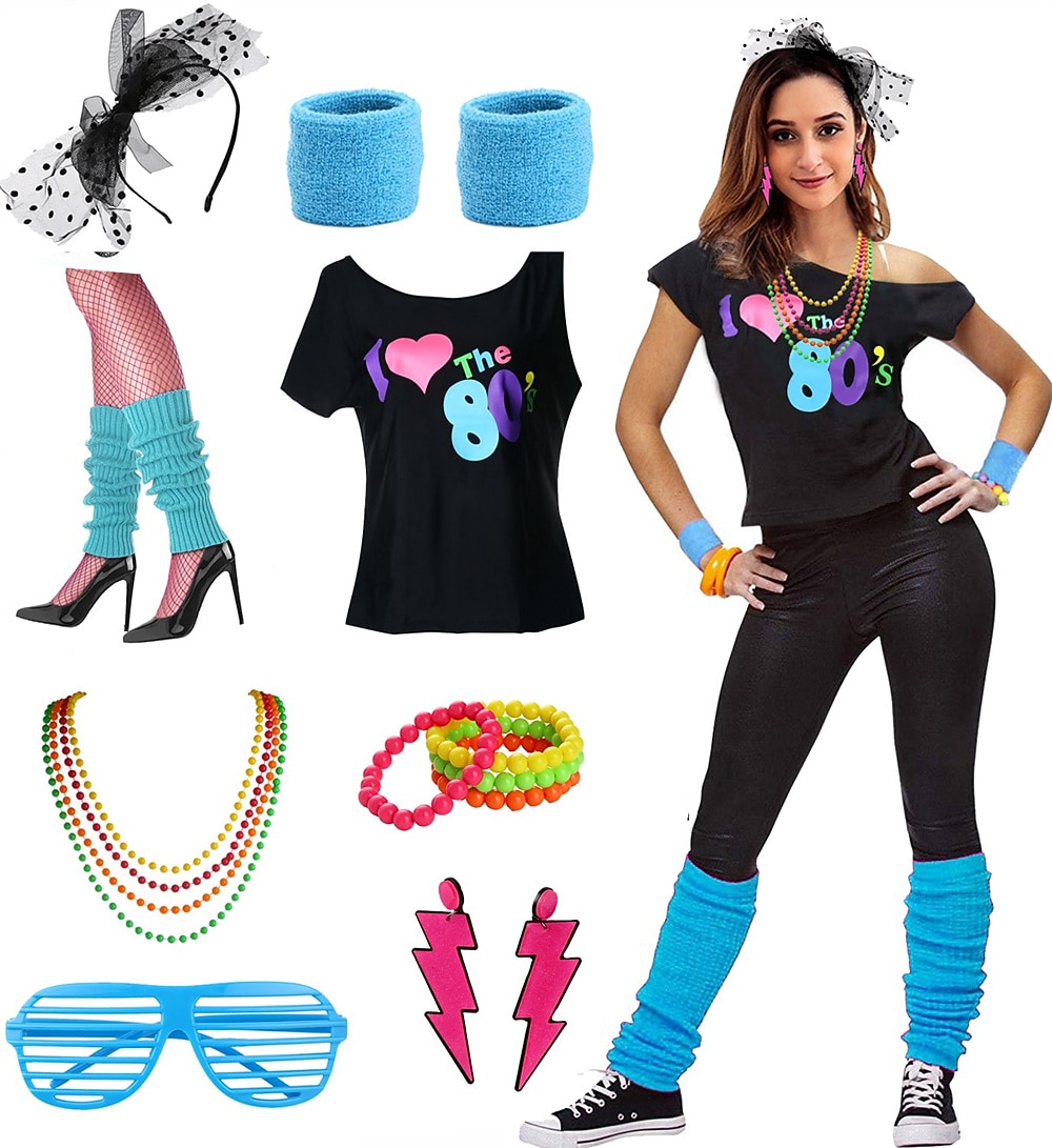 Retro / vintage Discotecă Anii 1980 Ținute Accesorii Tricou cu umeri Iubesc anii 80 Costume de fancy Pentru femei Mascaradă Petrecere / Seara Parada Mândriei Luna Mândriei Adulți Costum 2026 - $55.99 –P7