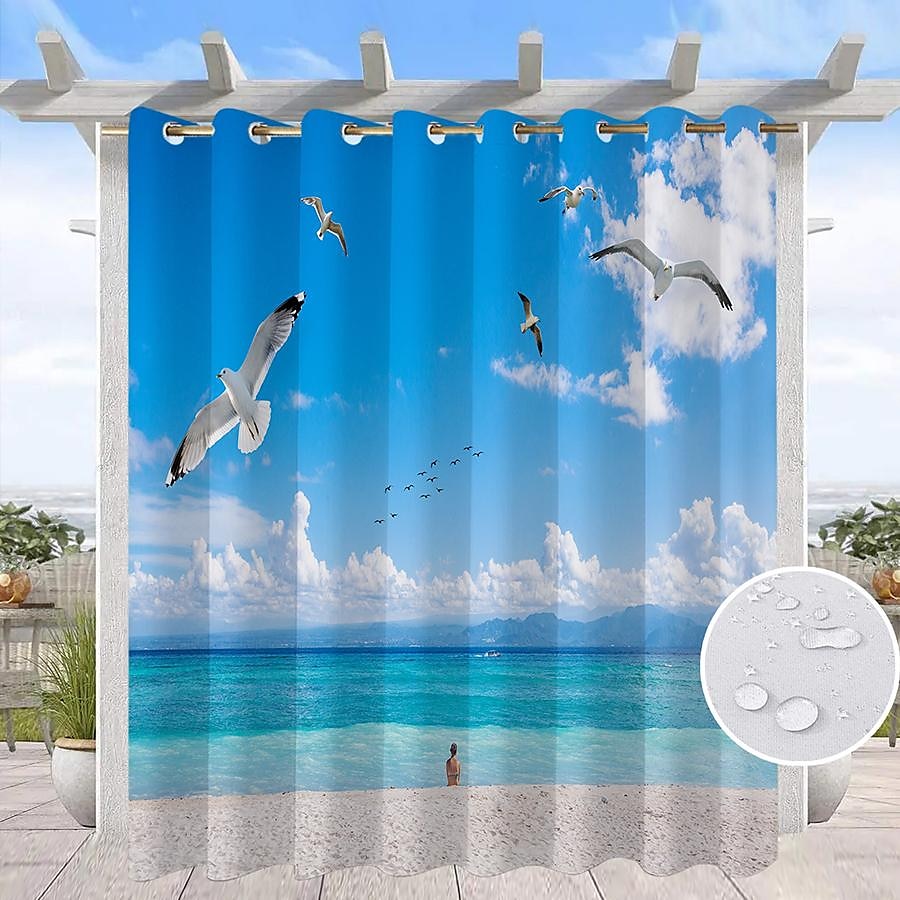 vanntette innendørs utendørs gardiner solsikker for bryllup uteplass tykke privatliv grommet gardiner for bryllup soverom, stue, veranda, pergola, cabana 2025 - $34.99 –P9