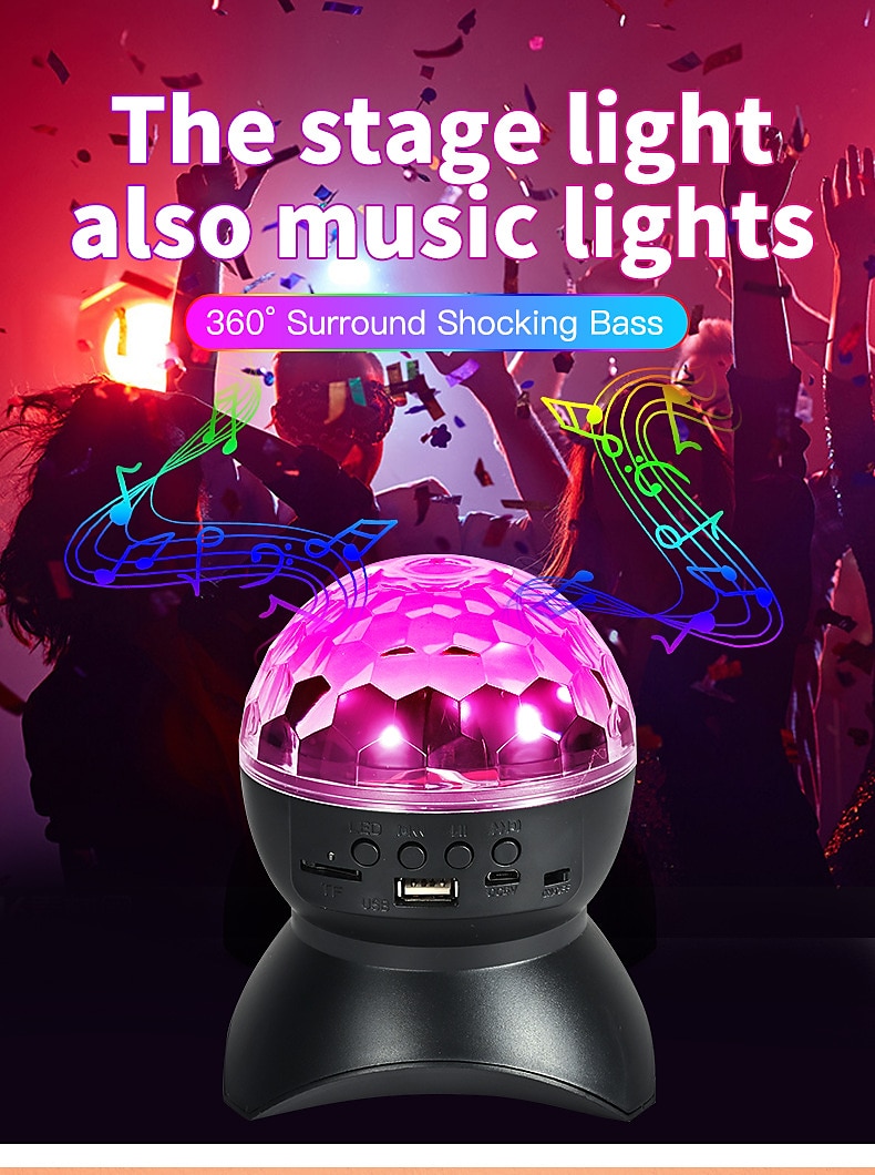 Colorful LED Smart Light Magic Ball Lamp Projector Atmosphere Lamp Bluetooth Sound Ball Lamp Dormitory Singing Flash Lamp Room Atmosphere Lamp 2025 - $11.99 –P4