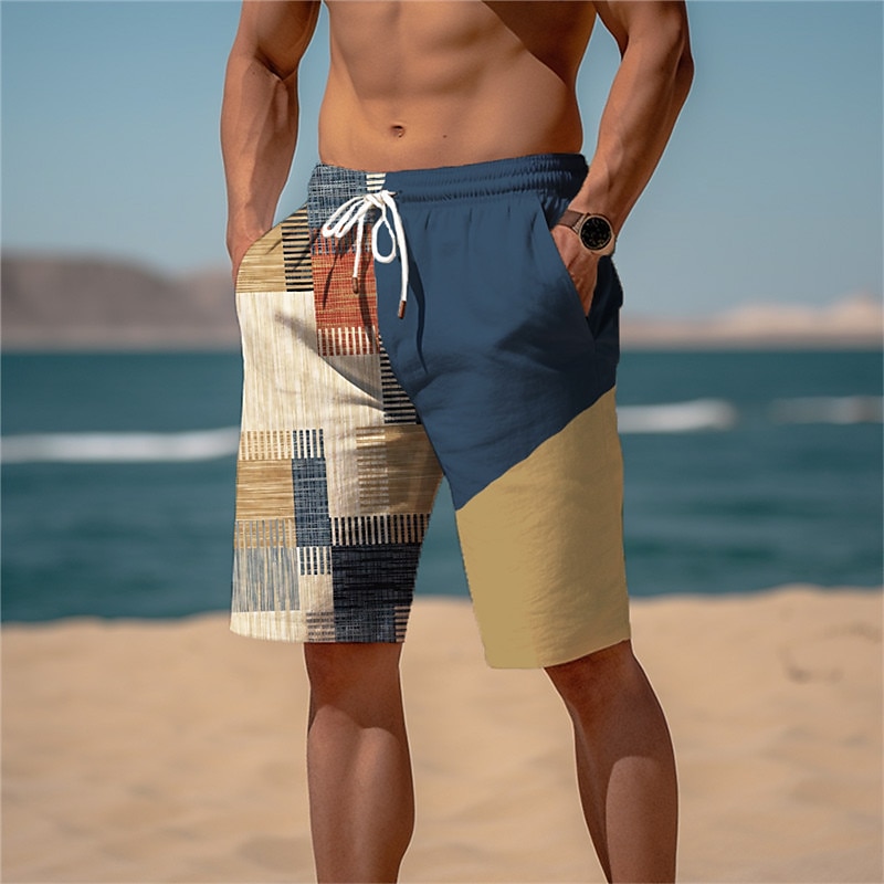 Men's Color Block Patchwork Graphic Prints Sweat Shorts Beach Shorts Terry Shorts Mid Waist Casual Athleisure Daily Holiday Streetwear Drawstring Elastic Waist 3D Print Designer Clothing Apparel 2025 - $19.99 –P1
