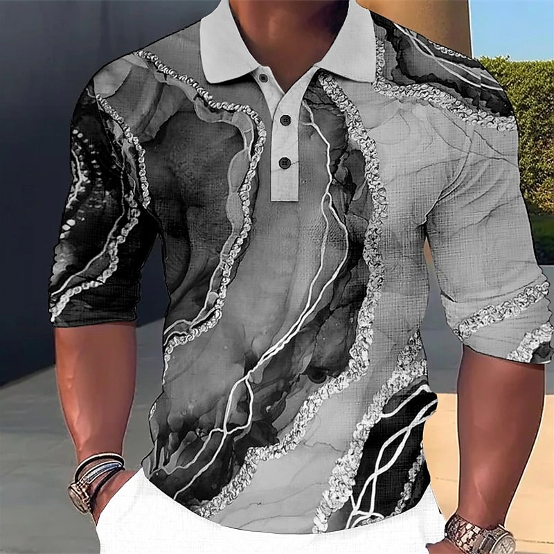 Herr Grafisk Hawaiian pikétröjor Golftröja Långärmad Polotröjor Skjortor med krage Ledigt Standkläder Semesterkläder Festkläder Knappar 3D-utskrift Rodnande Rosa Blå Grön 2025 - $23.99 –P5