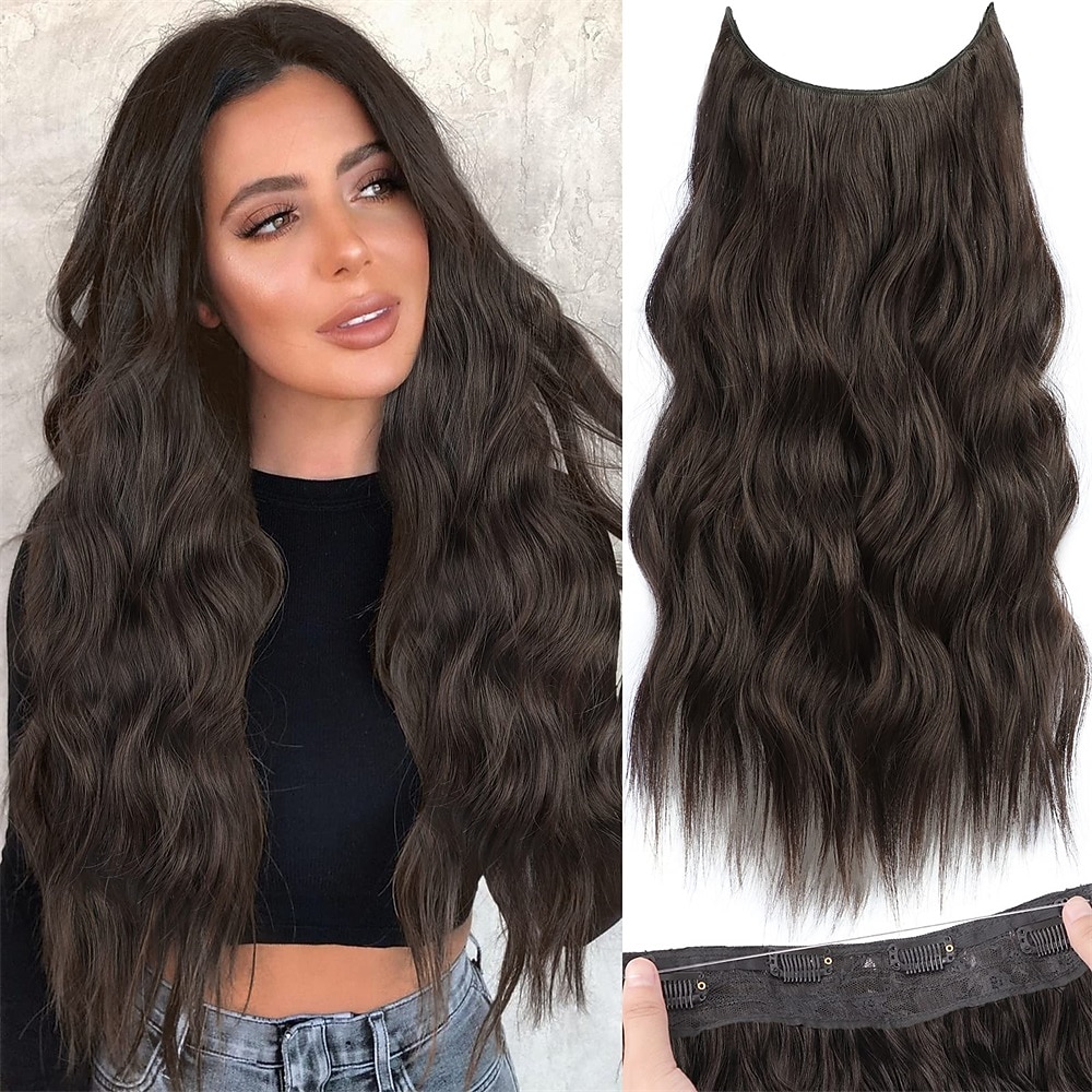 Extensions synthétiques Clips Cheveux Synthétiques Longue Extension des cheveux A Clipser 1 pc Doux Résistant à la chaleur Duveteux Femme de 2025 ? $19.49 –P2