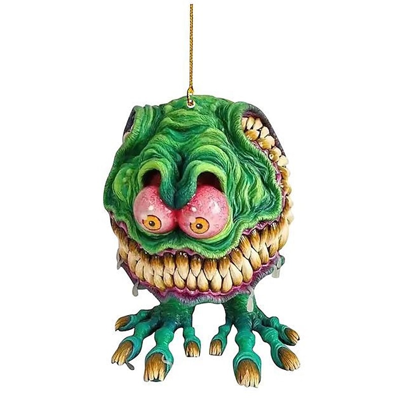 Ciondolo per auto a forma di mostro a grande bocca 2PCS modello di bambola piatta in acrilico statua di topo pazzo Rat Fink alla guida accessori per auto Halloween decorazioni per casa del 2025 a $11.99 –P10