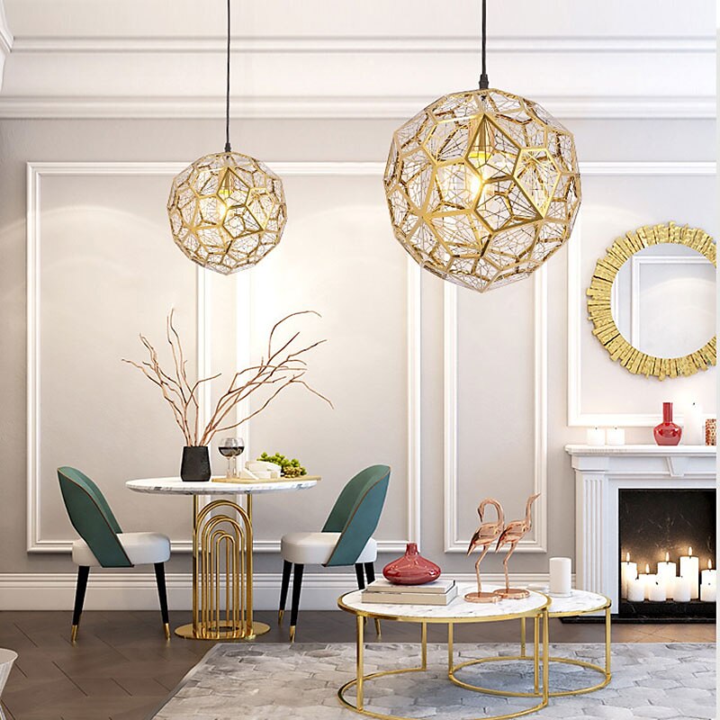 ثريات led 50/60 سم رأس واحد ، مصباح معلق معدني كروي إبداعي ، ارتفاع قابل للتعديل ، عاكس الضوء مجوف ، تركيبات إضاءة لغرفة الطعام وجزيرة المطبخ ذهب أبيض دافئ 110-240 فولت 2025 - $799.99 –P4