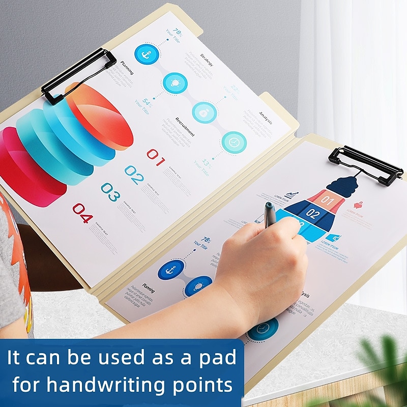 A4 File Folder Clipboard Writing Pad Memo Clip Board Double Clips Test Paper Storage Organizer Portable Pad School Supplies Offi 2025 - $14.99 –P3