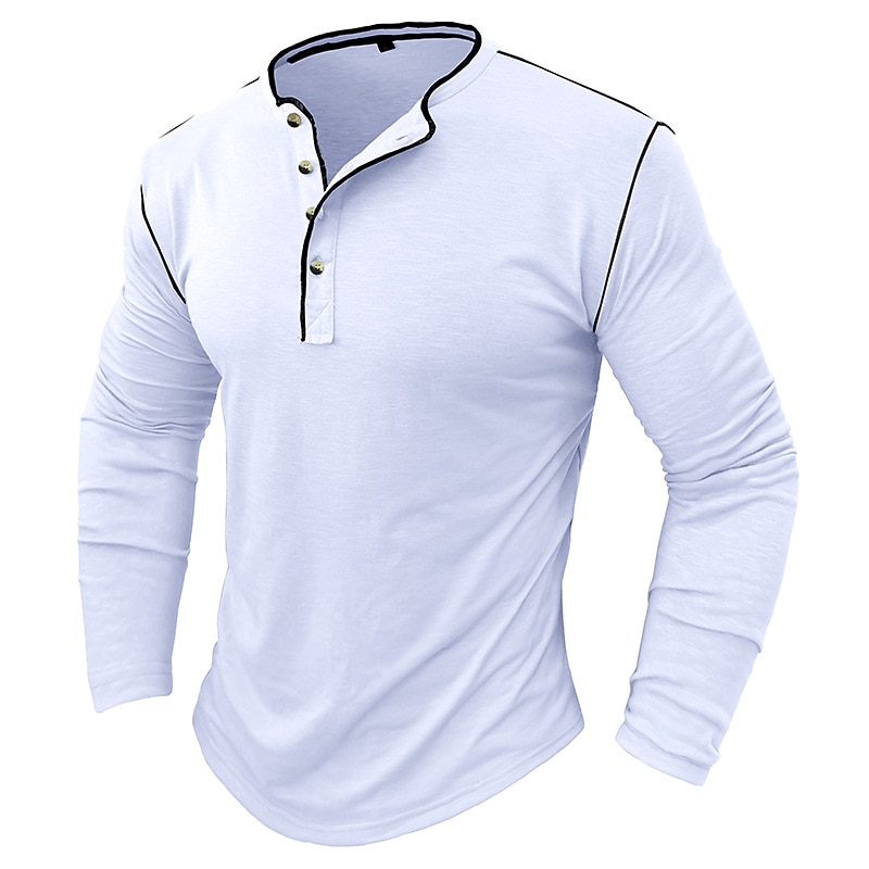 Férfi Gombos póló Henley ing Tee Top Hosszú ujj Henley Nyár Sima Divat Dizájn Alap Vakáció Utca Alkalmi Fehér Sárga Piros Férfi felső póló 2025 - $30.99 –P5