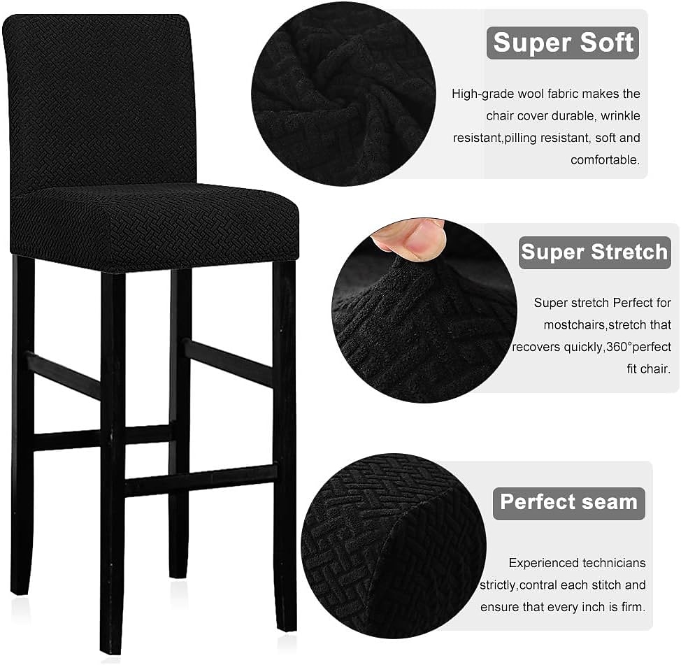 2 piezas de funda elástica para taburete de bar, color negro, para comedor, cafetería, taburete de bar, tejido jacquard con base elástica 2025 - $9.99 –P9