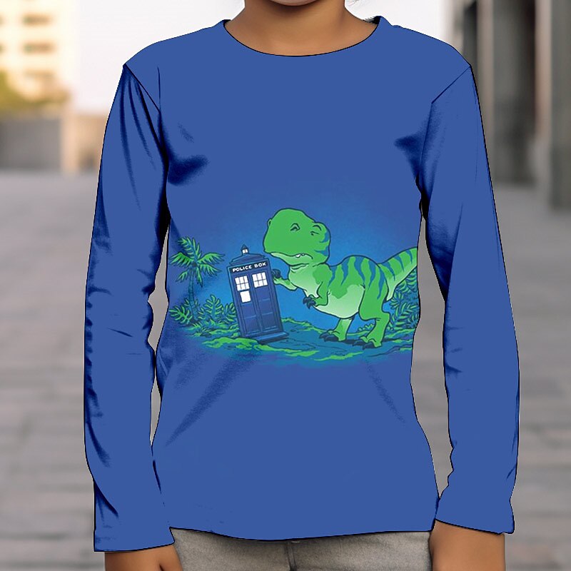 Dla chłopców 3D Graficzny Wszechświat Dinozaur Podkoszulek T-shirt Długi rękaw Druk 3D Lato Wiosna Jesień Sport Moda Moda miejska Dzieci 3-12 lat Na zewnątrz Codzienny Regularny 2025 - $13.99 –P3