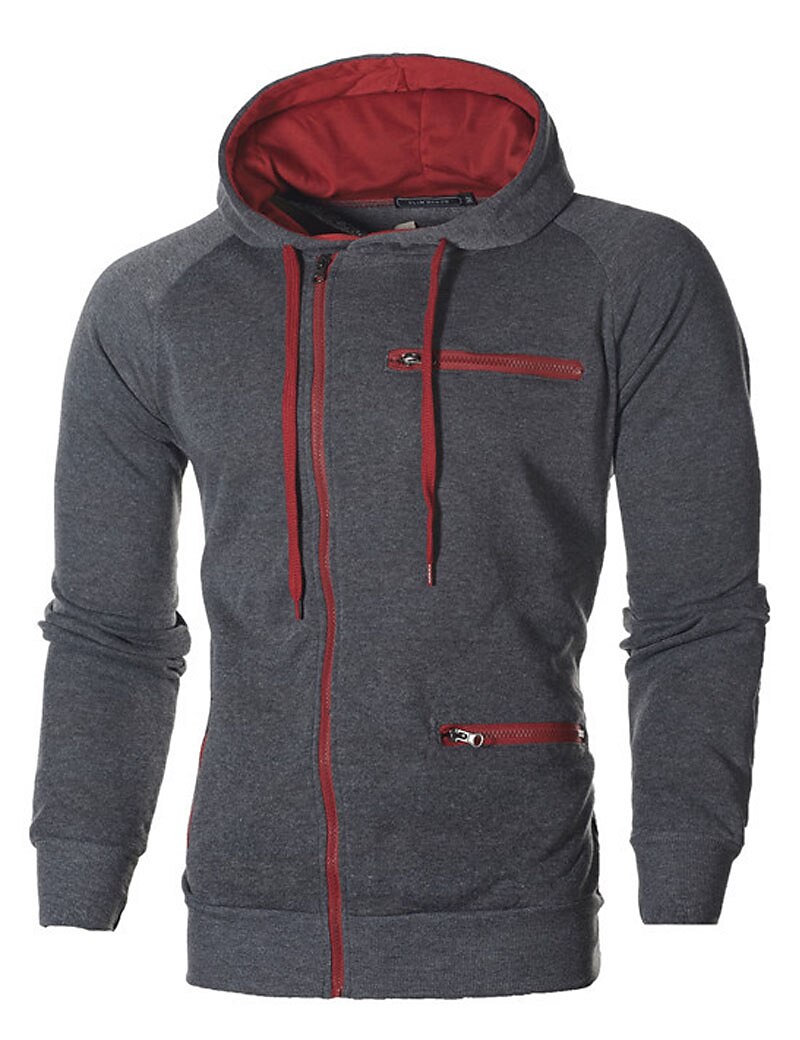 Hombre Sudadera con cremallera Sudaderas con cremallera Negro Blanco Vino Color Camello Gris Oscuro Con Capucha Bloque de color Cerrar Bolsillo Deporte Diario Deportes Poliéster Ropa de calle Fresco 2025 - $19.49 –P9