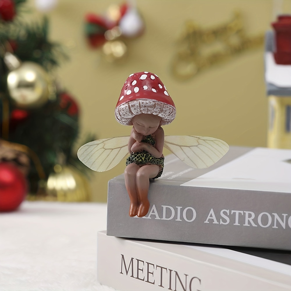 Śpiące na zewnątrz mały leśny grzyb wróżka dekoracja z żywicy, mini ręcznie malowana ozdoba z żywicy do domowego biura ogrodowego 2026 - $15.49 –P4