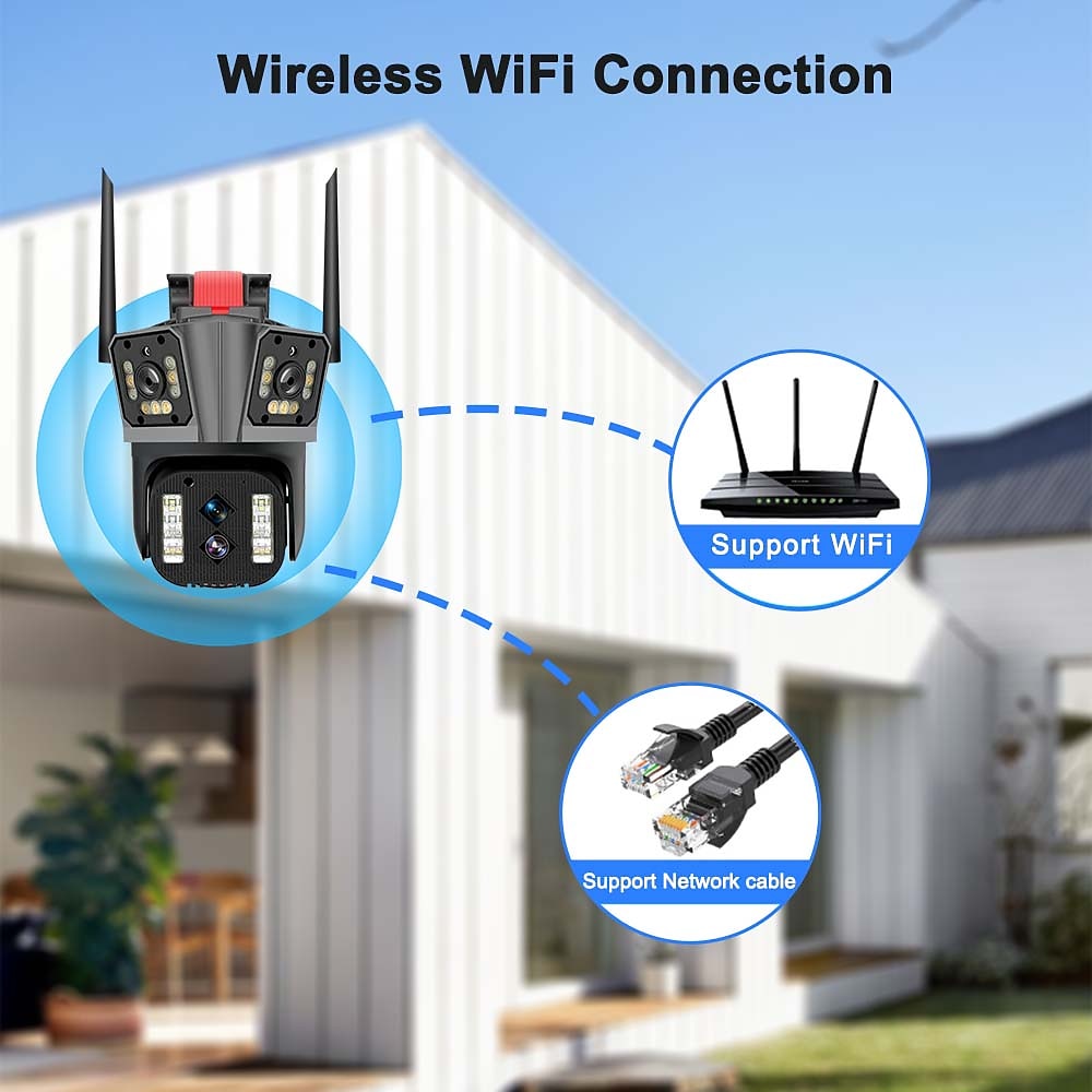 16MP 8K WiFi IP Camera 10X Zoom 4K Outdoor Security Camera Surveillance AI Track Four Lens Three Screen Mini Street Camera 360° 2025 - $182.99 –P15