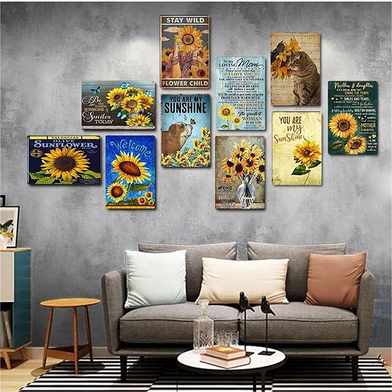 1kpl retro metallinen peltikyltti kissa auringonkukka peltikyltti vintage kodin seinäsisustus, maalaus seinäteline kodin sisustukseen seinätaide metalli peltikyltti 20x30cm/8''x12'' 2025 - $10.49 –P2