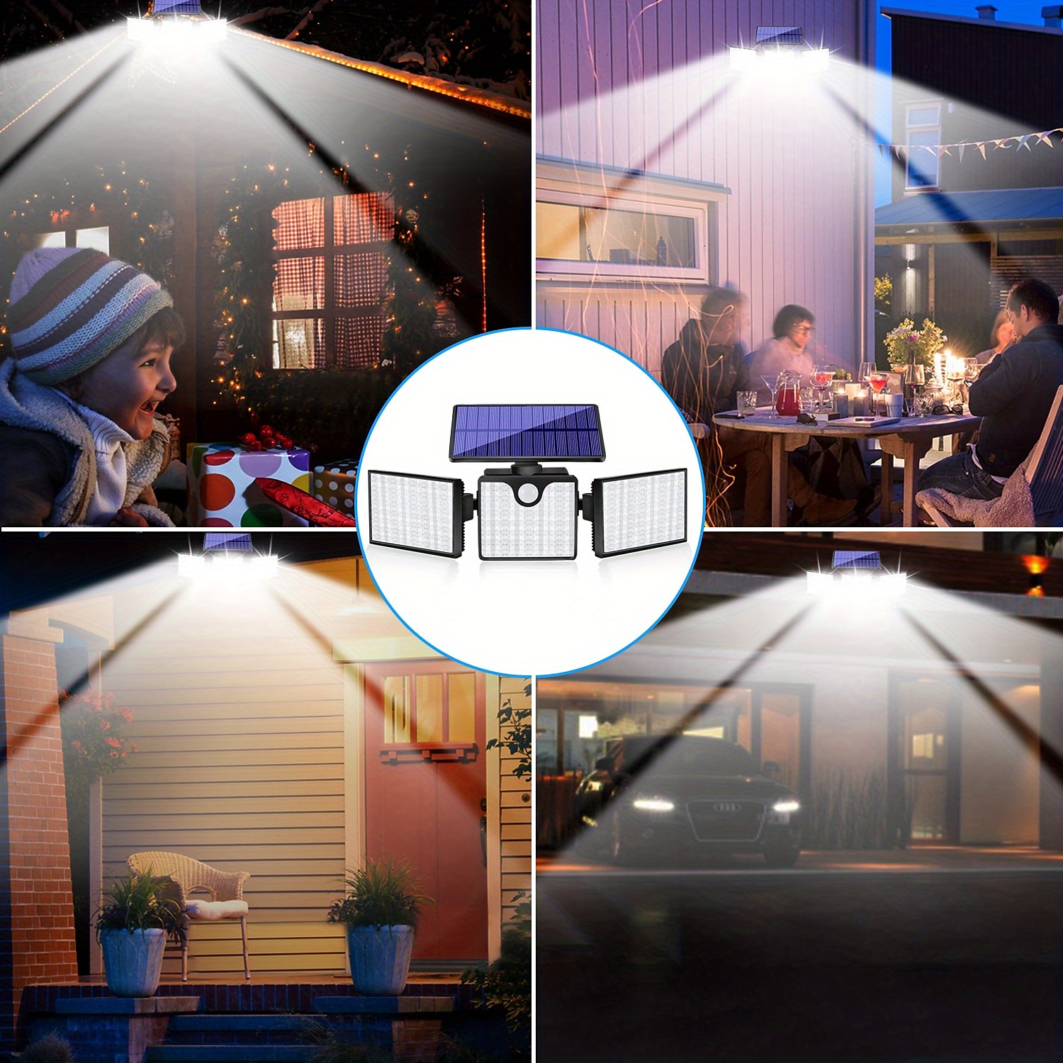 266leds solární nástěnná svítidla ultra jasné vodotěsné otočné světlo s pohybovým senzorem pro venkovní zeď na verandě 2025 - $39.99 –P4