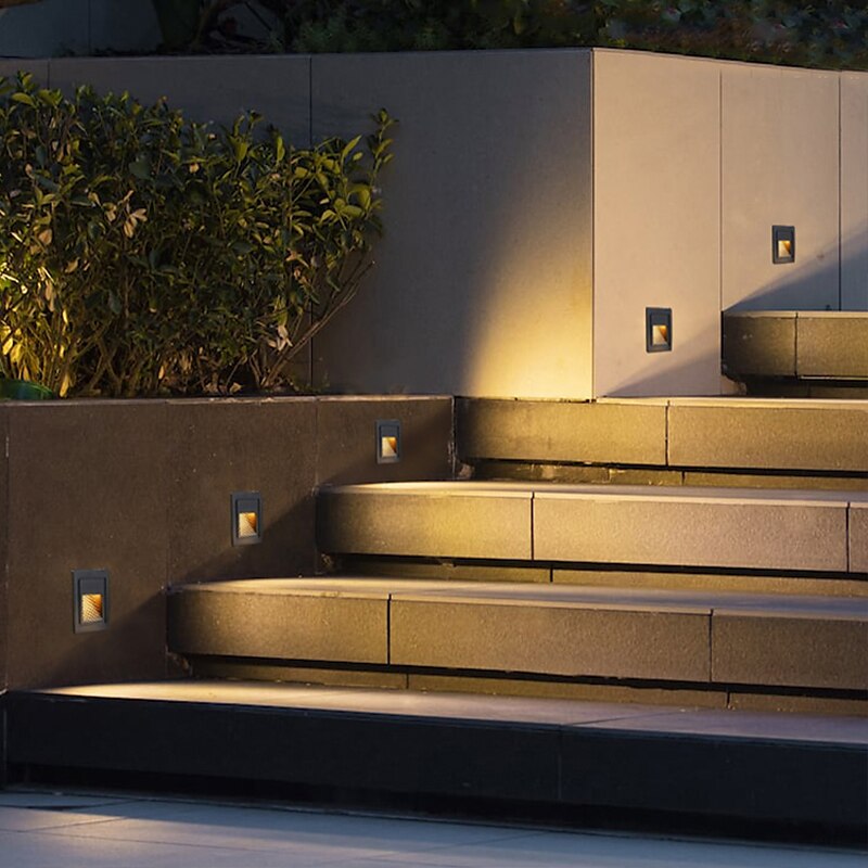 luci per gradini luci per scale a led per interni bianco caldo/bianco 3000k/6000k luci impermeabili ip65 per gradini, nero 110-240 v del 2025 a $16.49 –P6