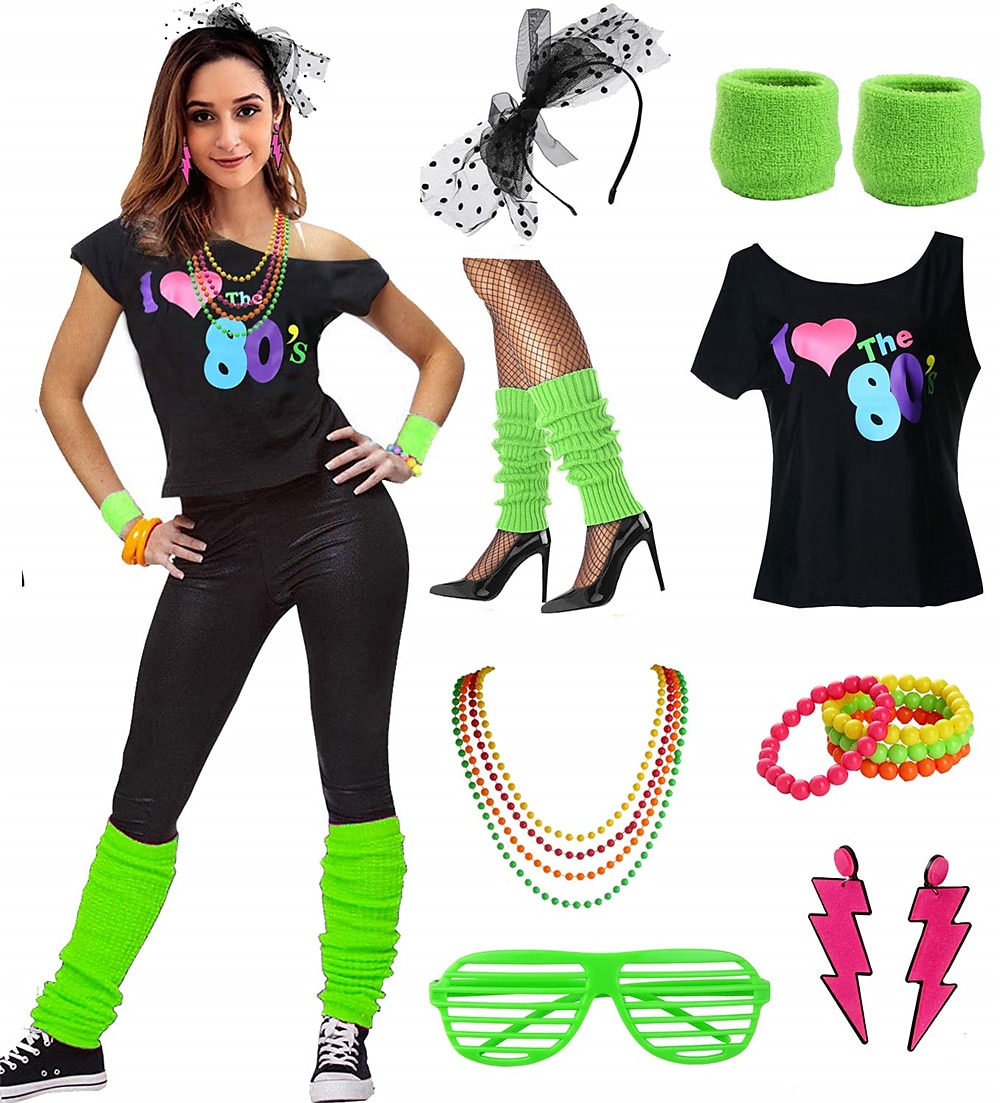 Retro / vintage Discotecă Anii 1980 Ținute Accesorii Tricou cu umeri Iubesc anii 80 Costume de fancy Pentru femei Mascaradă Petrecere / Seara Parada Mândriei Luna Mândriei Adulți Costum 2026 - $55.99 –P8