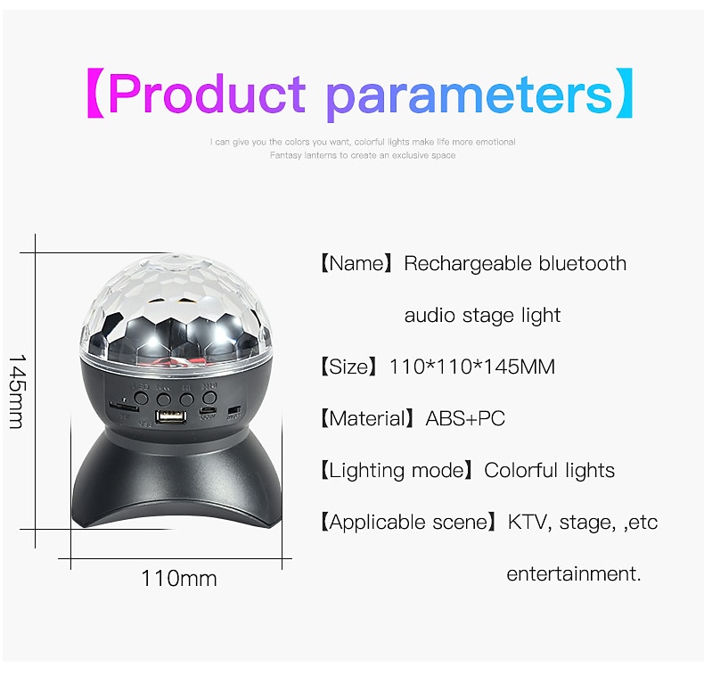 Colorful LED Smart Light Magic Ball Lamp Projector Atmosphere Lamp Bluetooth Sound Ball Lamp Dormitory Singing Flash Lamp Room Atmosphere Lamp 2025 - $11.99 –P8