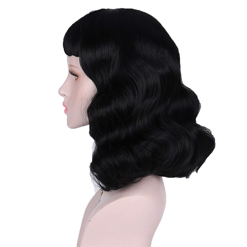 Hair 50s Wig Rockabilly Vintage Wig Wavy Black Wig  Wig For Woman For Cosplay & Daily Use Halloween Wigs 2026 - $18.49 –P2
