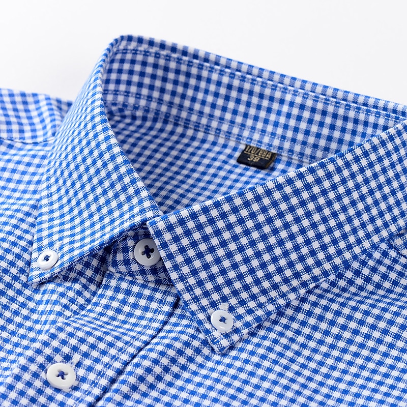 Herr Skjorta Button Down skjorta Icke-järnskjorta Oxford skjorta Pläd / Randig / Chevron Bröllop Kontor & Karriär Svart Rubinrött Blå Långärmad Tröjkrage Alla årstider Kläder Mönster 2025 - $31.99 –P7