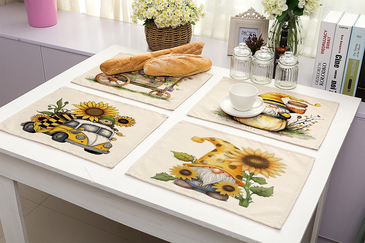 Girassóis placemats resistente ao calor mesa de fazenda placemat resistente a manchas, placemat para casamento cozinha mesa de jantar decoração interior ao ar livre de 2025 por $2.49 –P3