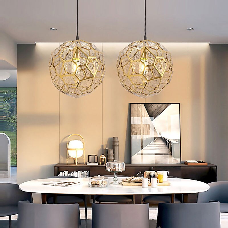 ثريات led 50/60 سم رأس واحد ، مصباح معلق معدني كروي إبداعي ، ارتفاع قابل للتعديل ، عاكس الضوء مجوف ، تركيبات إضاءة لغرفة الطعام وجزيرة المطبخ ذهب أبيض دافئ 110-240 فولت 2025 - $799.99 –P7