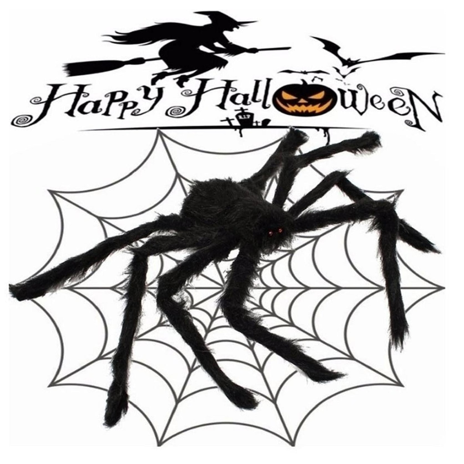 ragno decorativo di Halloween, decorazioni di ragno di Halloween all'aperto, ragno nero morbido e peloso spaventoso, realistico, grande ragno di scena per la casa, il cortile, la decorazione di Halloween inquietante per le feste del 2025 a $9.49 –P5