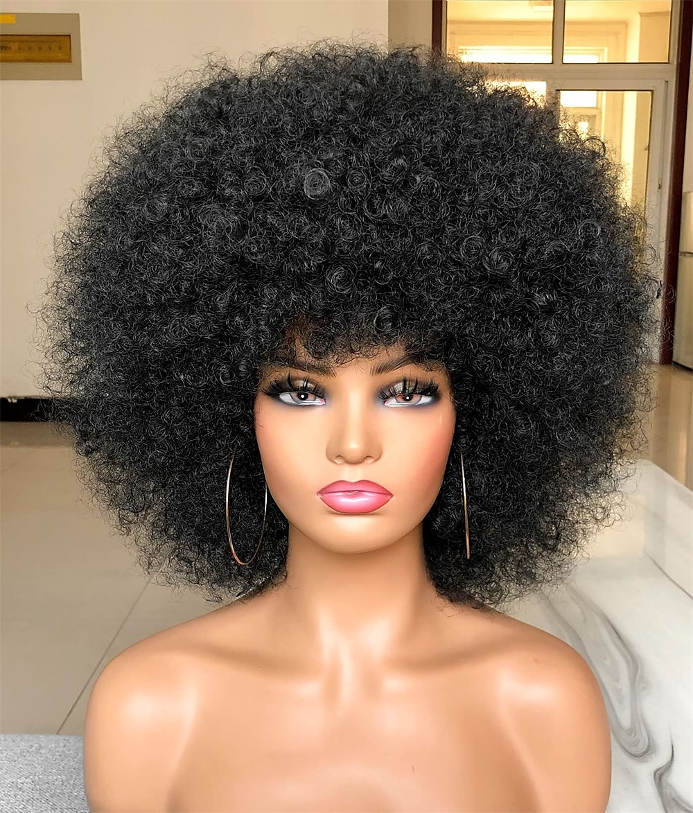 krátká afro paruka s ofinou pro černé ženy afro výstřední kudrnatá paruka 70. léta prémiová syntetická velká afro paruka karnevalová cosplay party paruka 2025 - $22.99 –P1