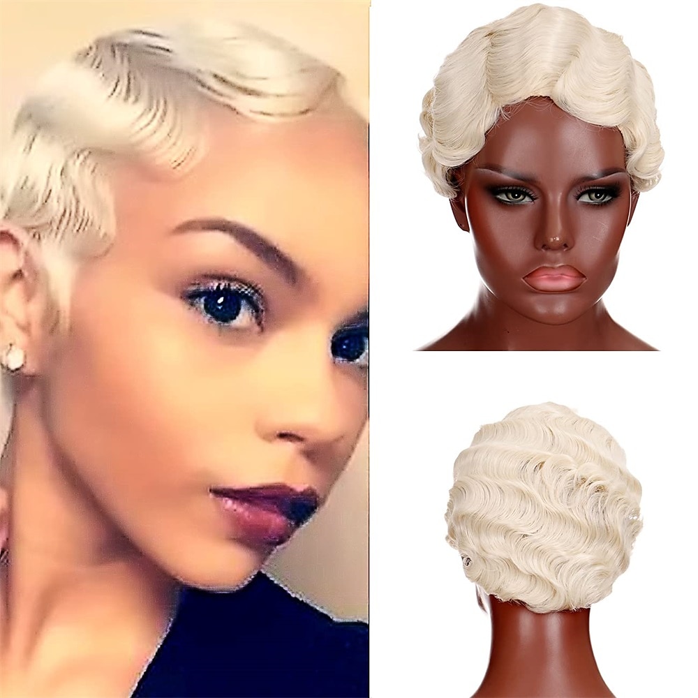 7 barev ženy černé blond zlatohnědé růžové modré vínově červené krátké prstové vlnité kudrnaté paruky Nuna paruky Janet kolekce paruky na Halloween 2025 - $18.49 –P7