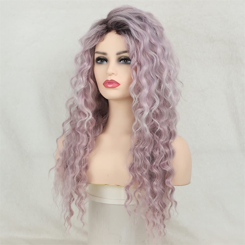 parrucche lunghe ricci marroni con riflessi marroni per capelli sintetici resistenti al calore parrucca riccia bionda mista marrone del 2025 a $31.99 –P9
