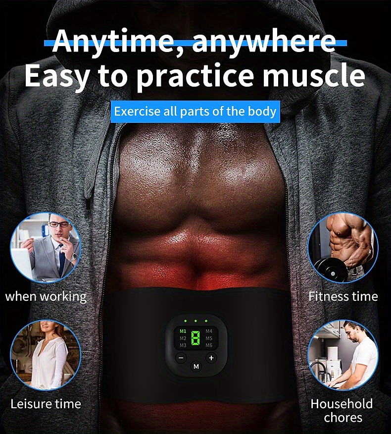 1 Set Abdominal Muscle Stimulator Muscle Toner Portable Electric EMS Muscle Trainer Intelligent Wireless Fitness Device For Men And Women Abdominal Home Office Exercise Abdominal Muscle Exerciser 2026 - $25.99 –P7