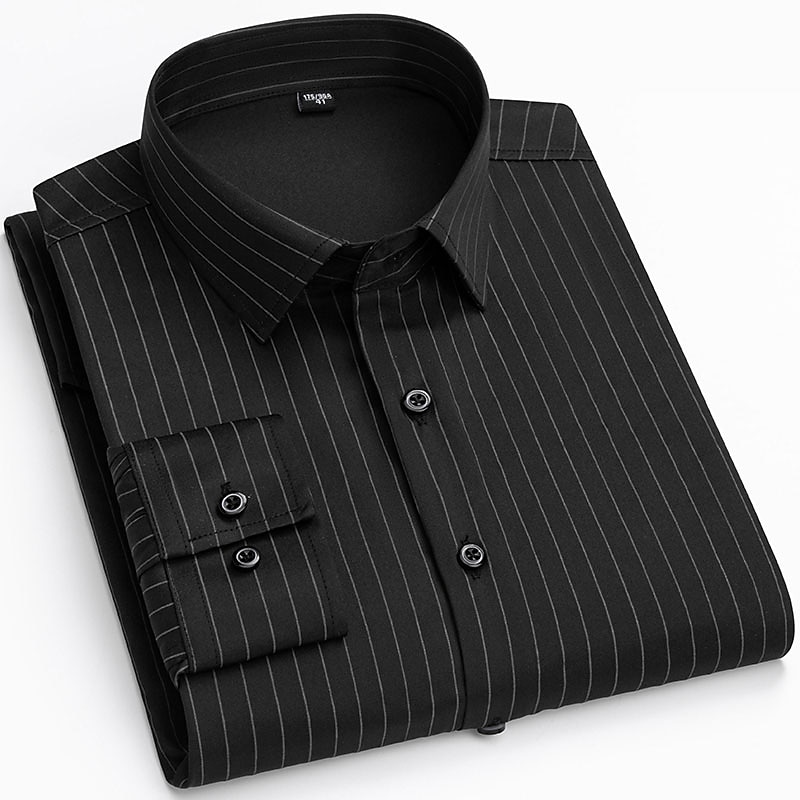Herren Oberhemd Bügelfreies Hemd Streifen und Plaid Hochzeit Büro & Karriere Schwarz Weiß Hellgrün Wein Langarm Umlegekragen Ganzjährig Bekleidung 2025 - $28.99 –P11