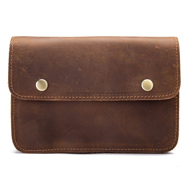 Men's Fanny Waist Bag Crazy Horse Genuine Leather Waist Packs Belt Loop Hip Hook Bum Bag Handmade Travel Small Phone Waist Pouch 2025 - $39.99 –P16