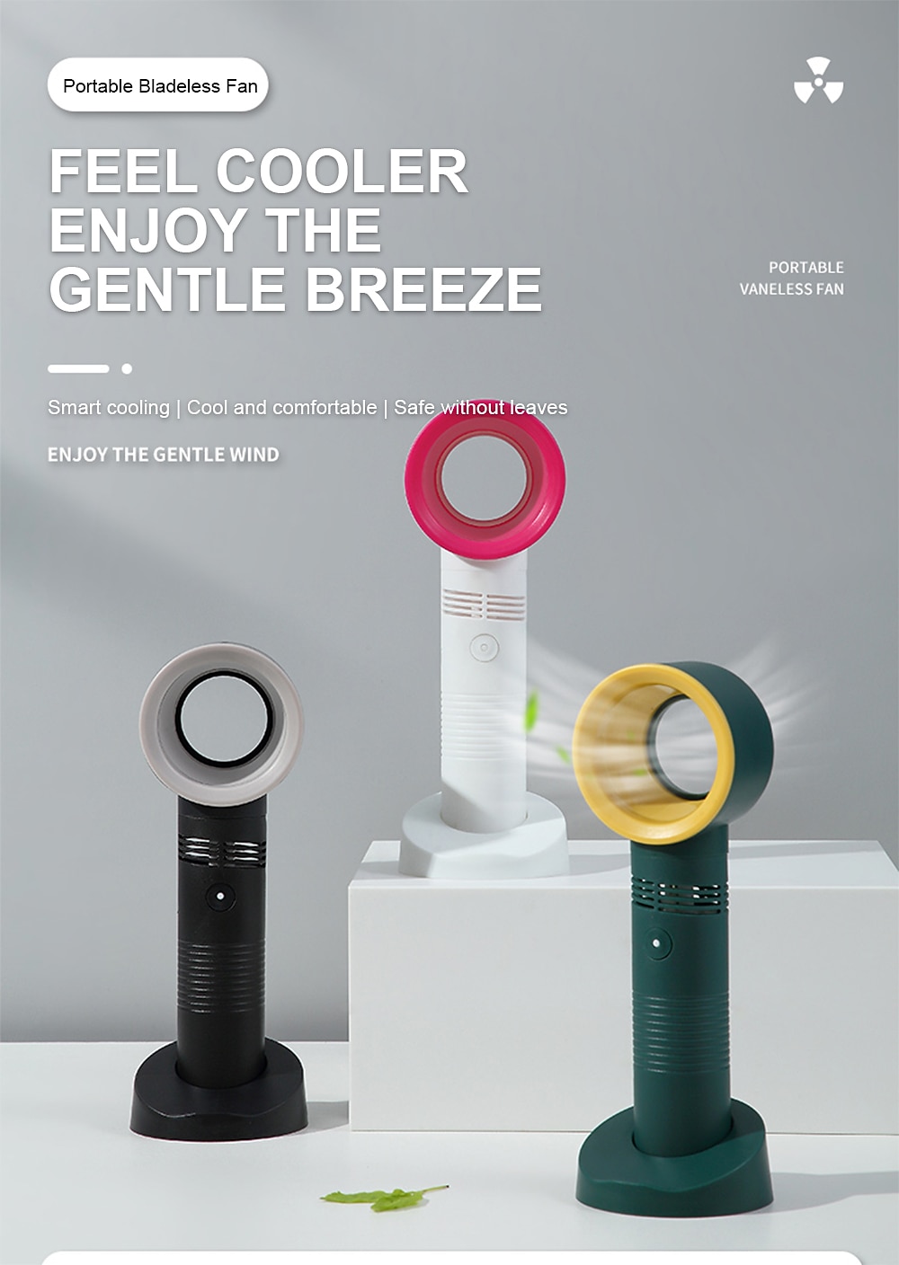 Bladeless Handheld Fan – USB Rechargeable Silent Electric Fan for Desk or Travel, Turbo Design 2025 - $19.99 –P1