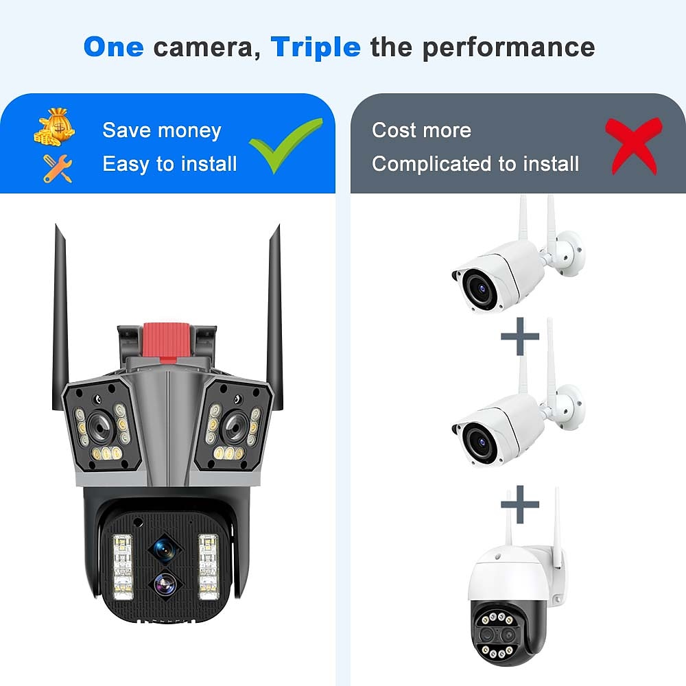 16MP 8K WiFi IP Camera 10X Zoom 4K Outdoor Security Camera Surveillance AI Track Four Lens Three Screen Mini Street Camera 360° 2025 - $182.99 –P5