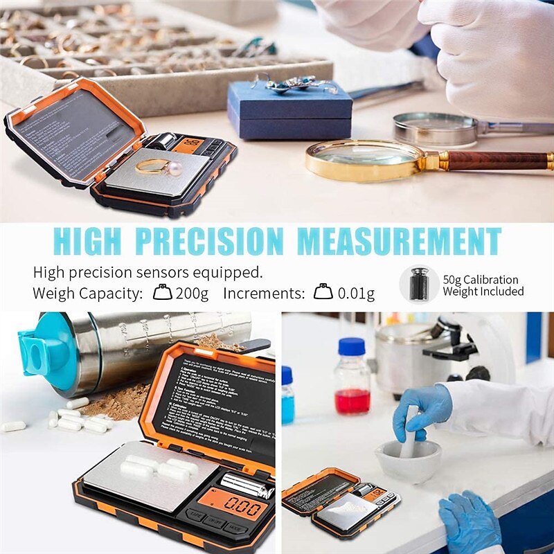 Digital Mini Scale 200g /0.01g Pocket Scale 50g Calibration Weight LCD Backlit Display Electronic Smart Scale 2025 - $28.99 –P7