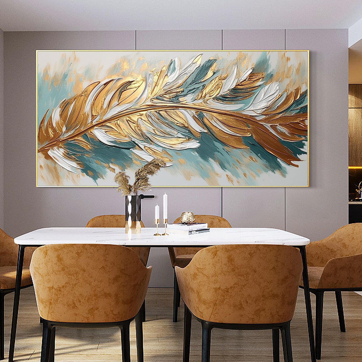 Handmade Oil Painting Canvas Wall Art Decor Original Feather Painting for Home Decor With Stretched Frame/Without Inner Frame Painting 2025 - $150.99 –P3