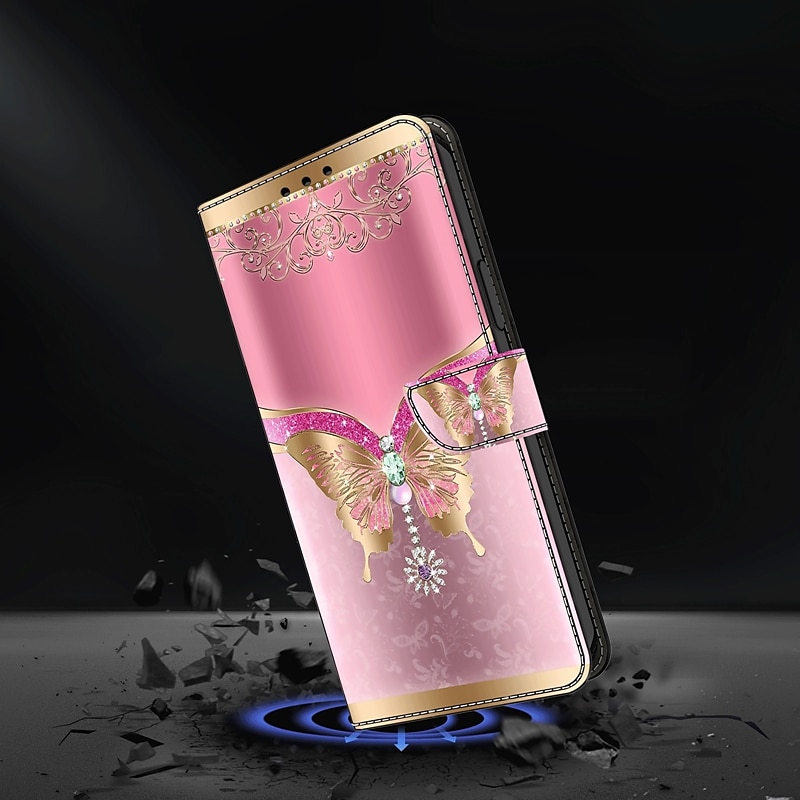 telefone Capinha Para iPhone 16 15 14 Pro Max Plus iPhone 13 12 11 Pro Max Mini Capa para Cartão Wallet Capa articulada Com Suporte Magnética Slot para cartão Borboleta Flor flor floral TPU Couro PU de 2025 por $15.99 –P12