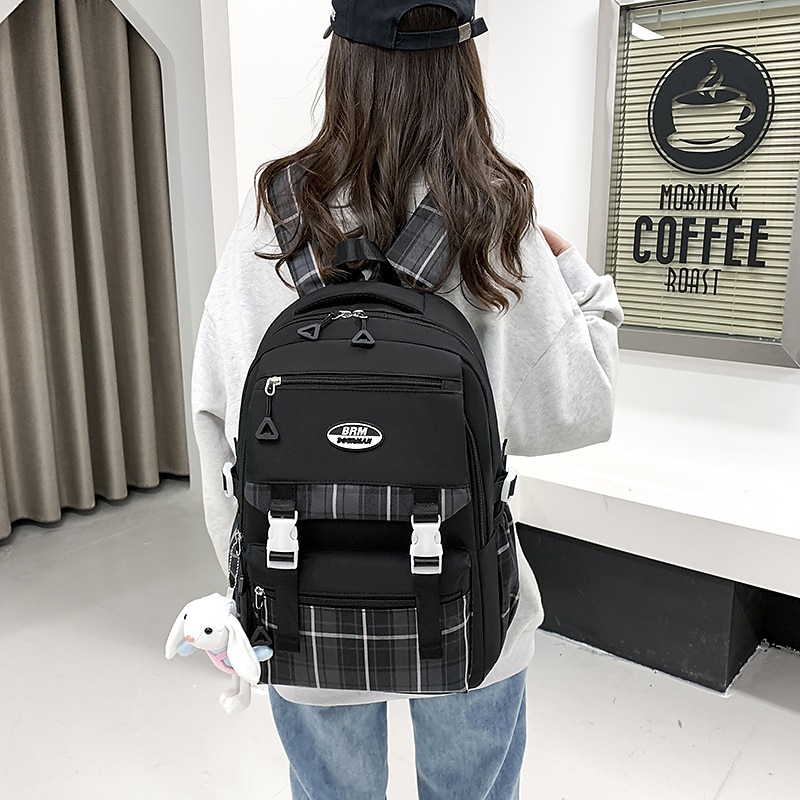 školní batoh bookbag kreslená mřížka pro studenty chlapce dívky multifunkční voděodolná velkokapacitní oxfordská tkanina školní taška batoh brašna 21,19 palce, dárek do školy 2025 - $36.99 –P15