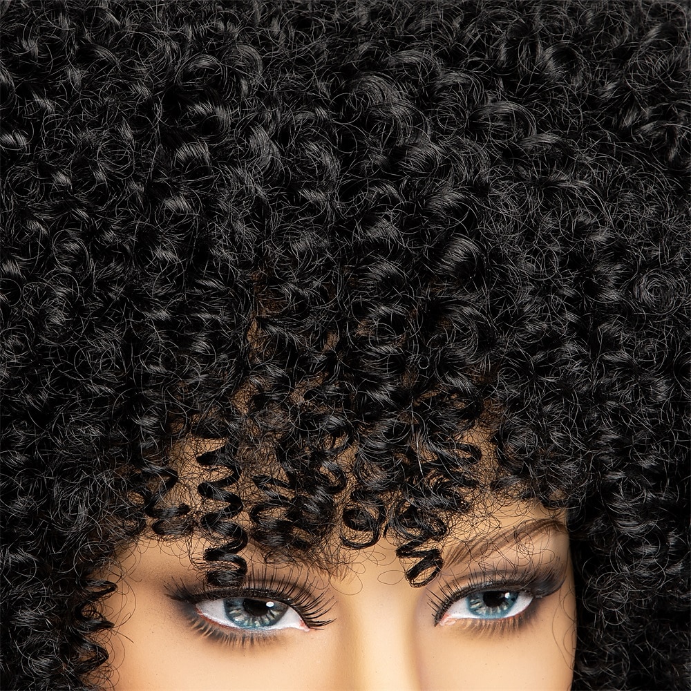 perucas afro curtas e cacheadas com franja para mulheres negras perucas afro marrom crespo e cacheado para mulheres negras perucas sintéticas resistentes ao calor perucas marrons fofas perucas de de 2025 por $27.99 –P12