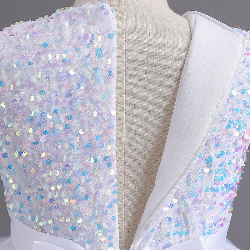 Děti Dívčí Šaty Šaty na párty Pevná barva Bez rukávů Výkon Svatební Zvláštní příležitosti Flitry Síťka Elegantní Módní Rozkošný Polyester Maxi Šaty na párty Péřové šaty Swingové šaty Léto Jaro 3-13 2025 - $32.99 –P20