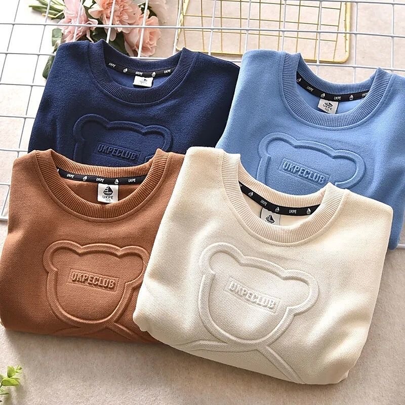 Barn Pojkar Tröja Björn Bokstav Långärmad Crewneck Vår Höst Mode Häftig Dagligen Bomull Utomhus Ledigt 2025 - $11.49 –P2
