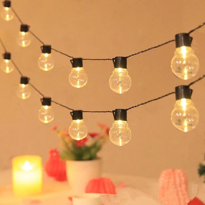 g50 globe pære led fe string lys utendørs lys gate bryllup hage uteplass julepynt lys 220v eu plugg 2025 - $24.99 –P2