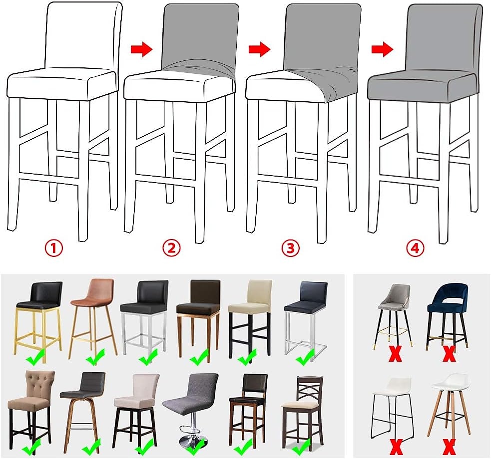 2 piezas de funda elástica para taburete de bar, color negro, para comedor, cafetería, taburete de bar, tejido jacquard con base elástica 2025 - $9.99 –P2